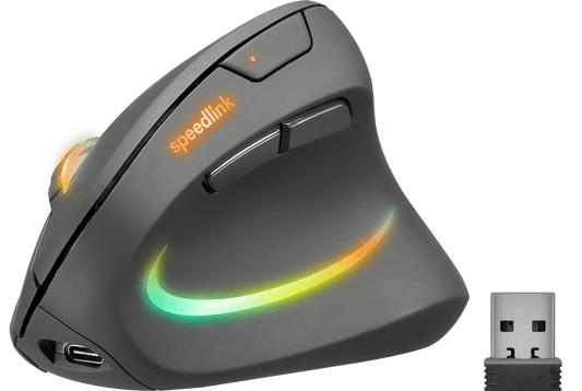 Original Speedlink Piavo Pro RGB Rechargeable Vertical Ergonomic Mouse - wireless, rubber-black - iPady Palestine