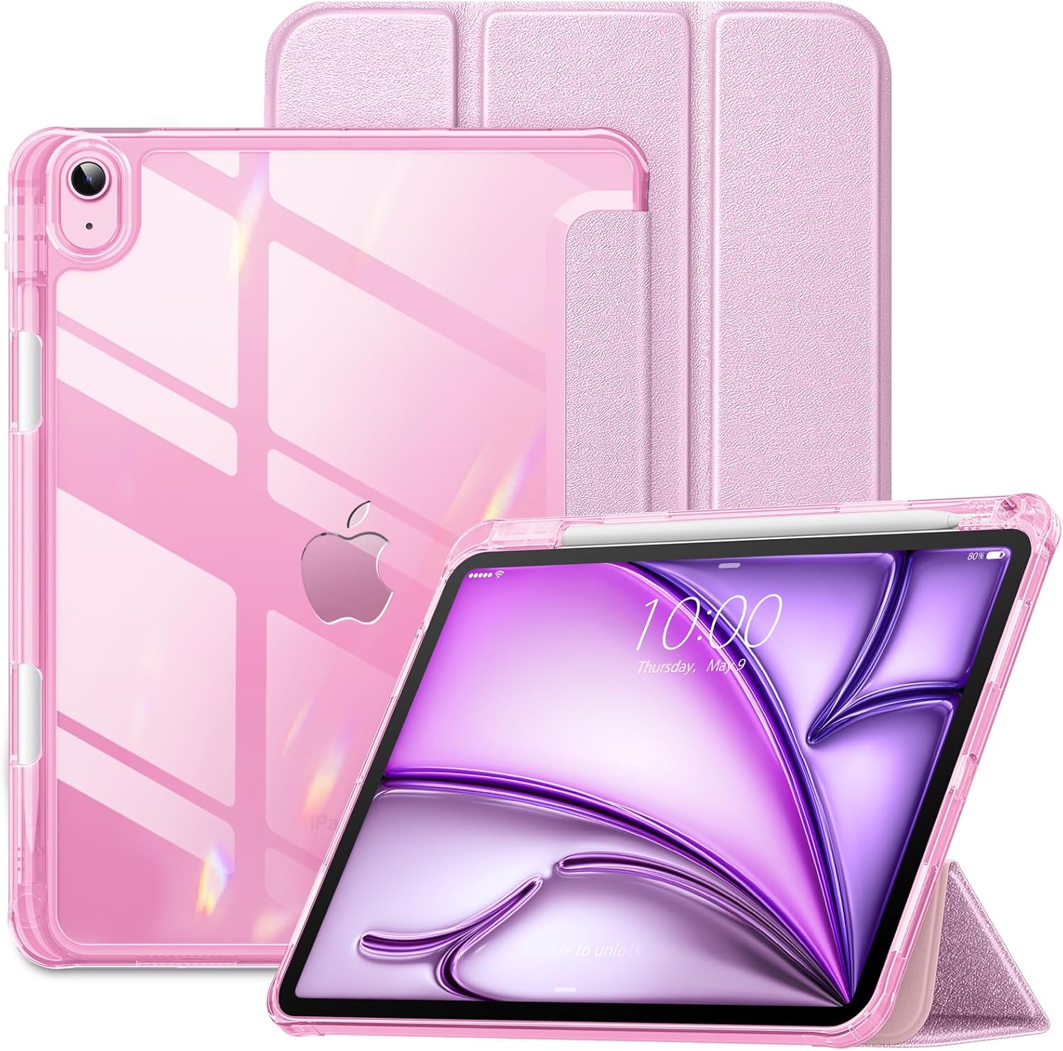 Pink iPad Case with Frosted Back for iPad Air 4/5/6/7 10.9/11" - iPady Palestine