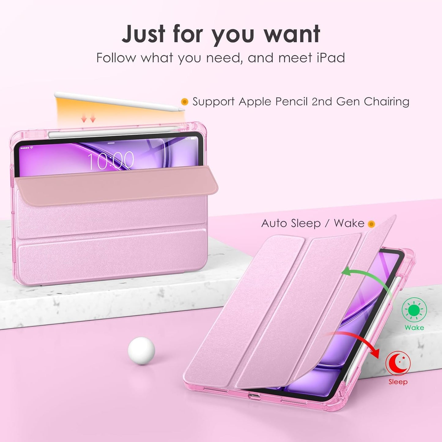 Pink iPad Case with Frosted Back for iPad Air 4/5/6/7 10.9/11" - iPady Palestine