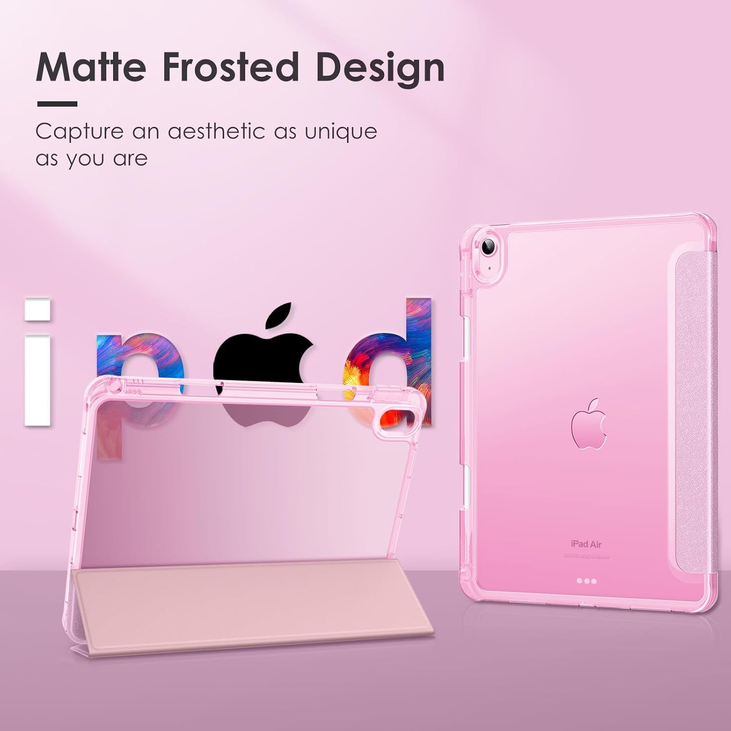 Pink iPad Case with Frosted Back for iPad Air 4/5/6/7 10.9/11" - iPady Palestine