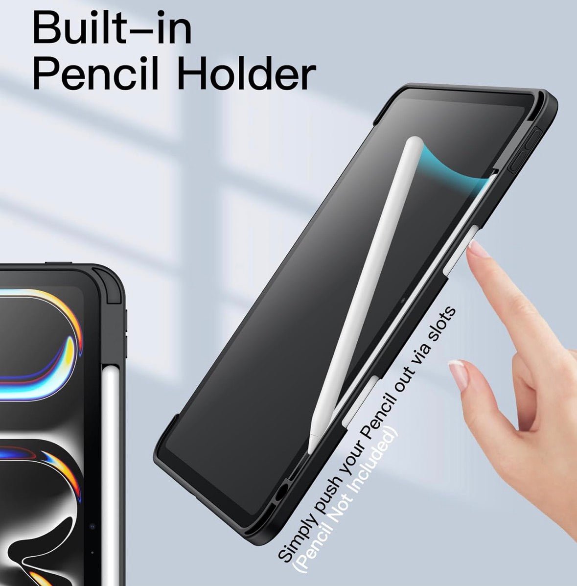 Pro 11 M4 - Premium Smart Case - Black and Transparent Back - JETECH Original - iPady Palestine