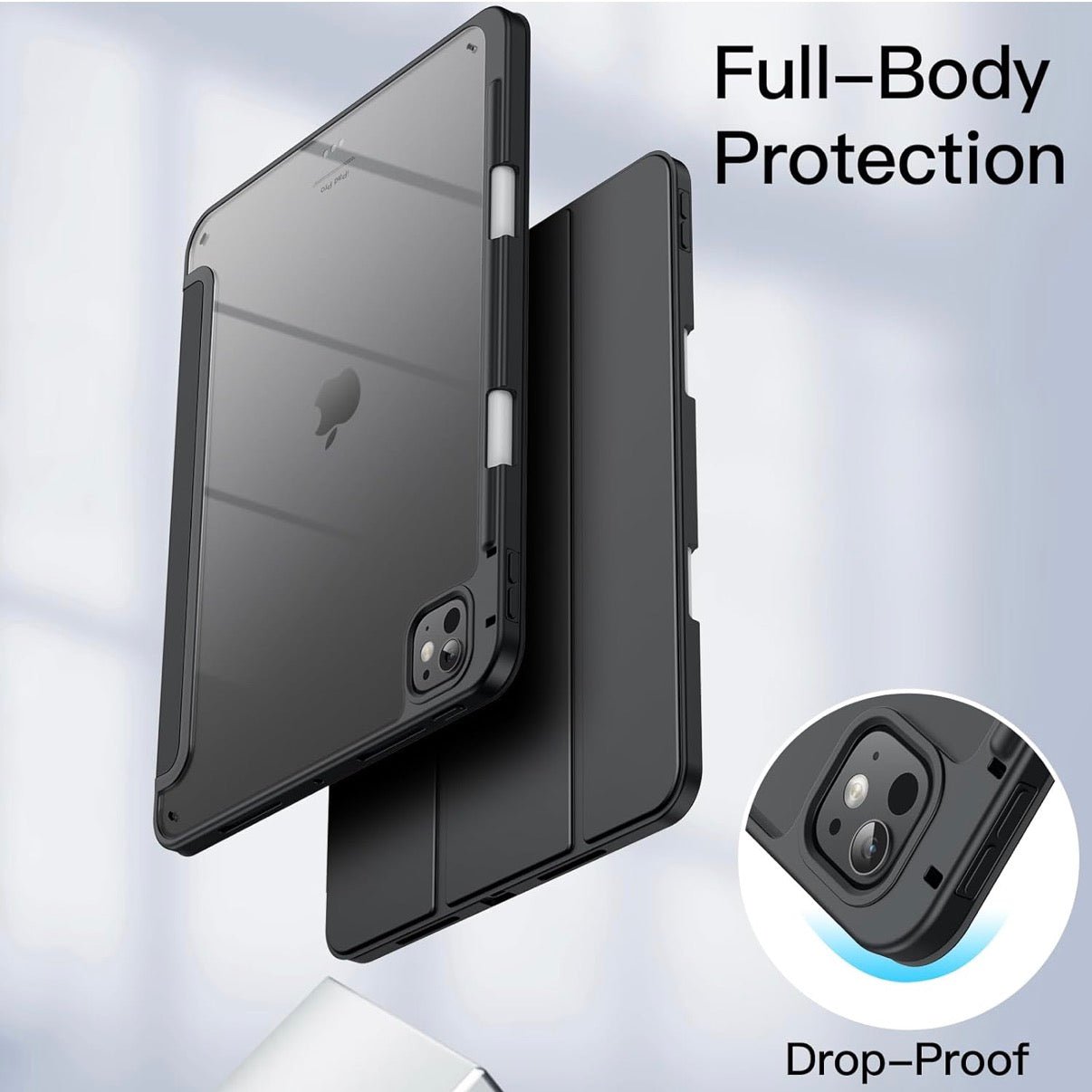 Pro 11 M4 - Premium Smart Case - Black and Transparent Back - JETECH Original - iPady Palestine