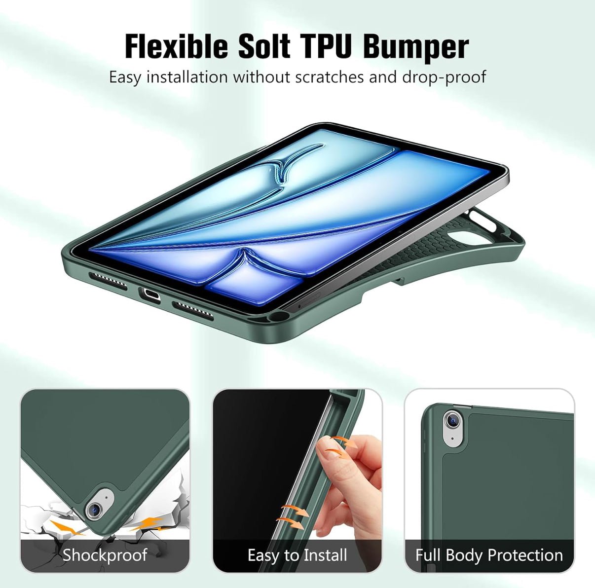 ProCase Original - Green smart case for iPad Air 4/5/6/7 - iPady Palestine