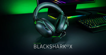 Razer Blackshark V2 X Headset - Black with Green - iPady Palestine