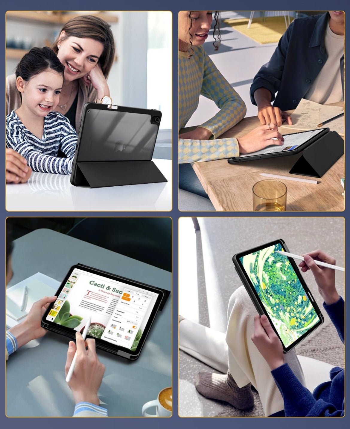 Transparent back iPad Air 4/5/6 Case - Black - iPady Palestine