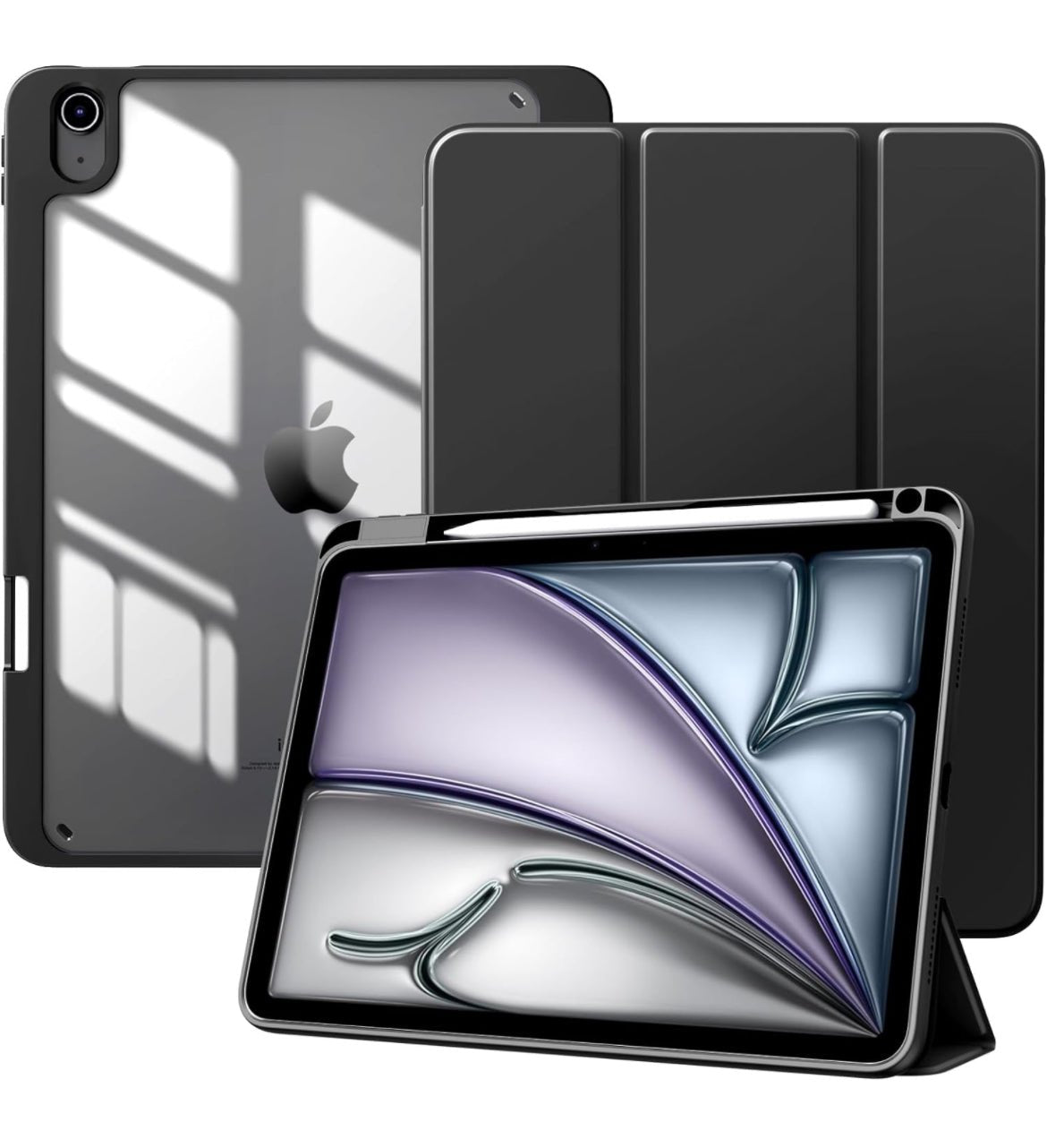 Transparent back iPad Air 4/5/6 Case - Black - iPady Palestine