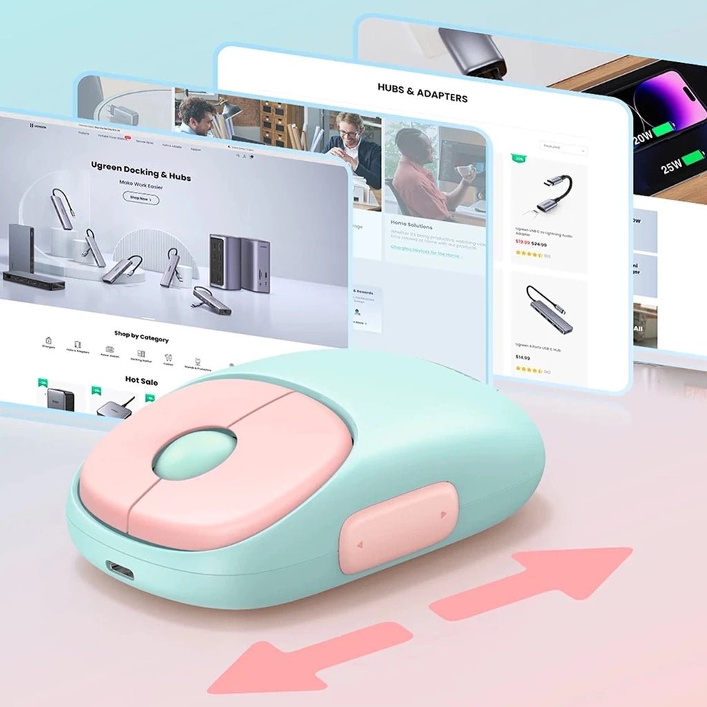 UGREEN Fun Mouse - Bluetooth + 2.4Ghz (Dual Wireless) - Pink - iPady Palestine