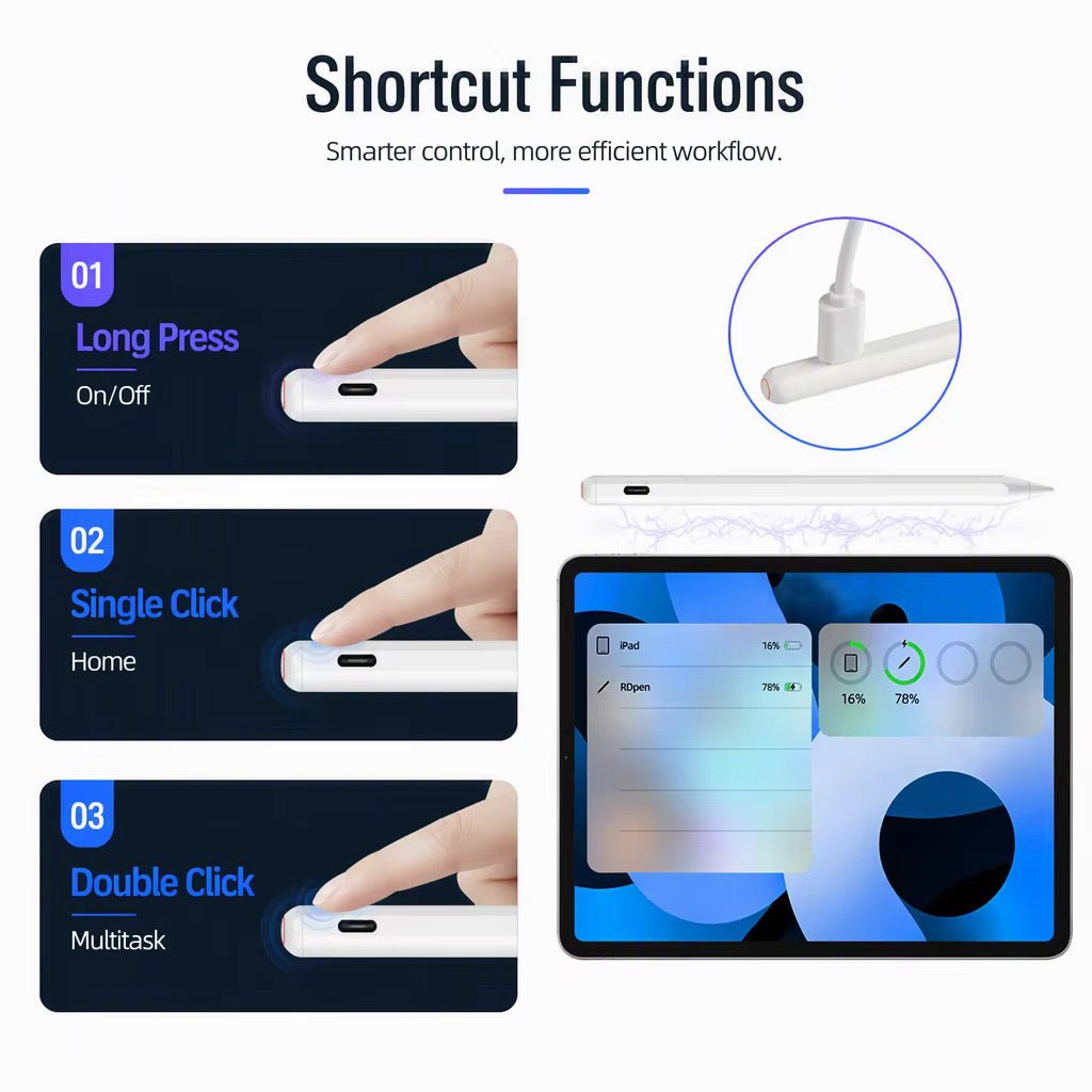 Wireless & USB-C Charging Pencil for iPad - Palm Rejection - iPady Palestine