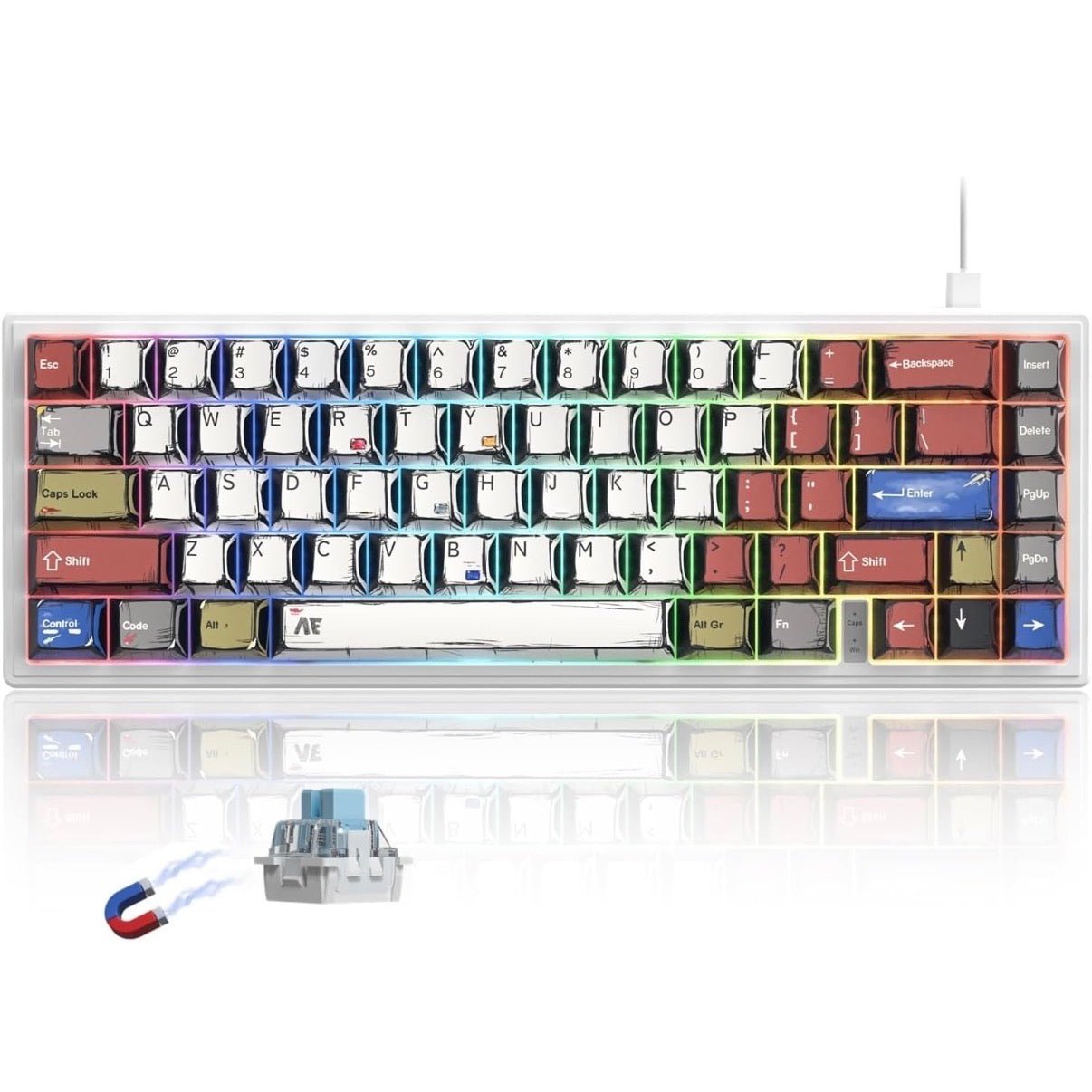 Womier (Anime) M68 V2 Hall Effect Magnetic Switch - iPady Palestine