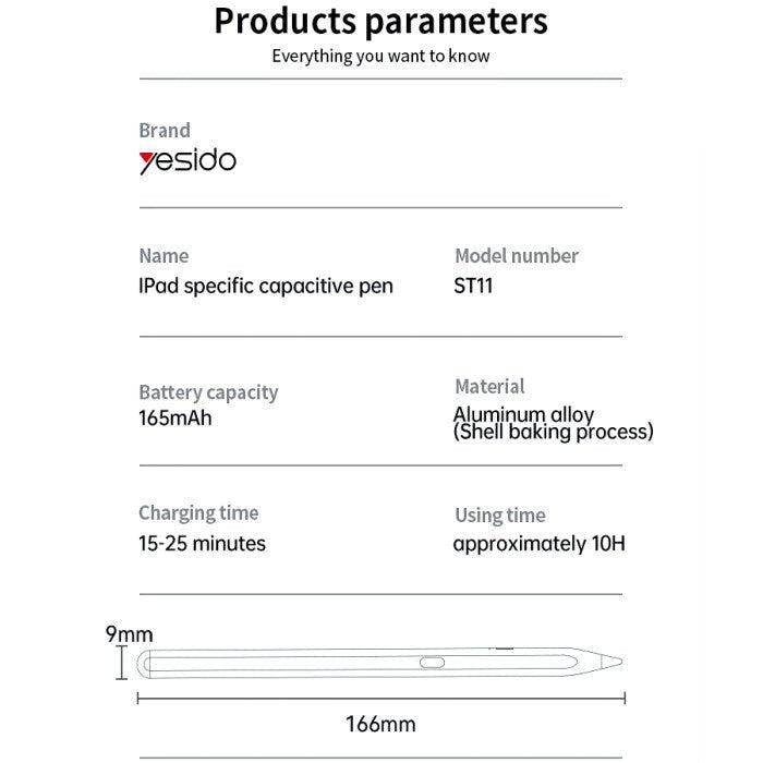 Yesido ST11 iPad Stylus - قلم ايباد مع راحة اليد - iPady Palestine