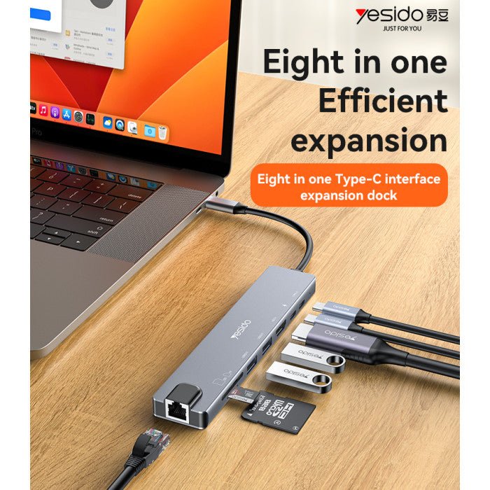 Yesido USB - C Hub - 8 in 1 - iPady Palestine